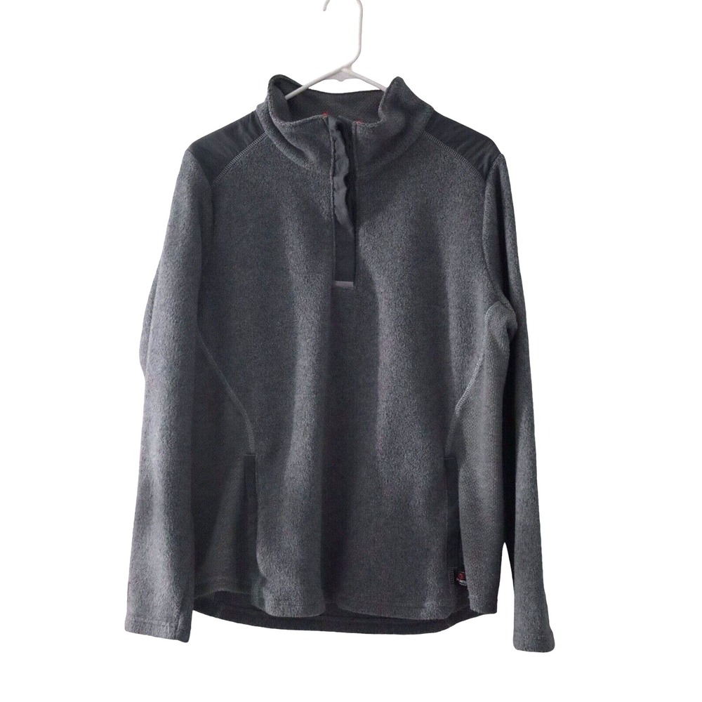 NEW BALANCE Womens Sz XL 1/4 Zip Thermal Jacket Gray PolarTec Pro Pullover
